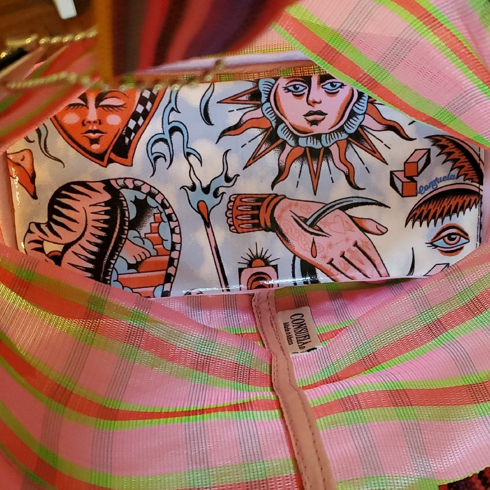 Consuela Vibrant Pink and Green Mini Tote - Picture 4 of 8